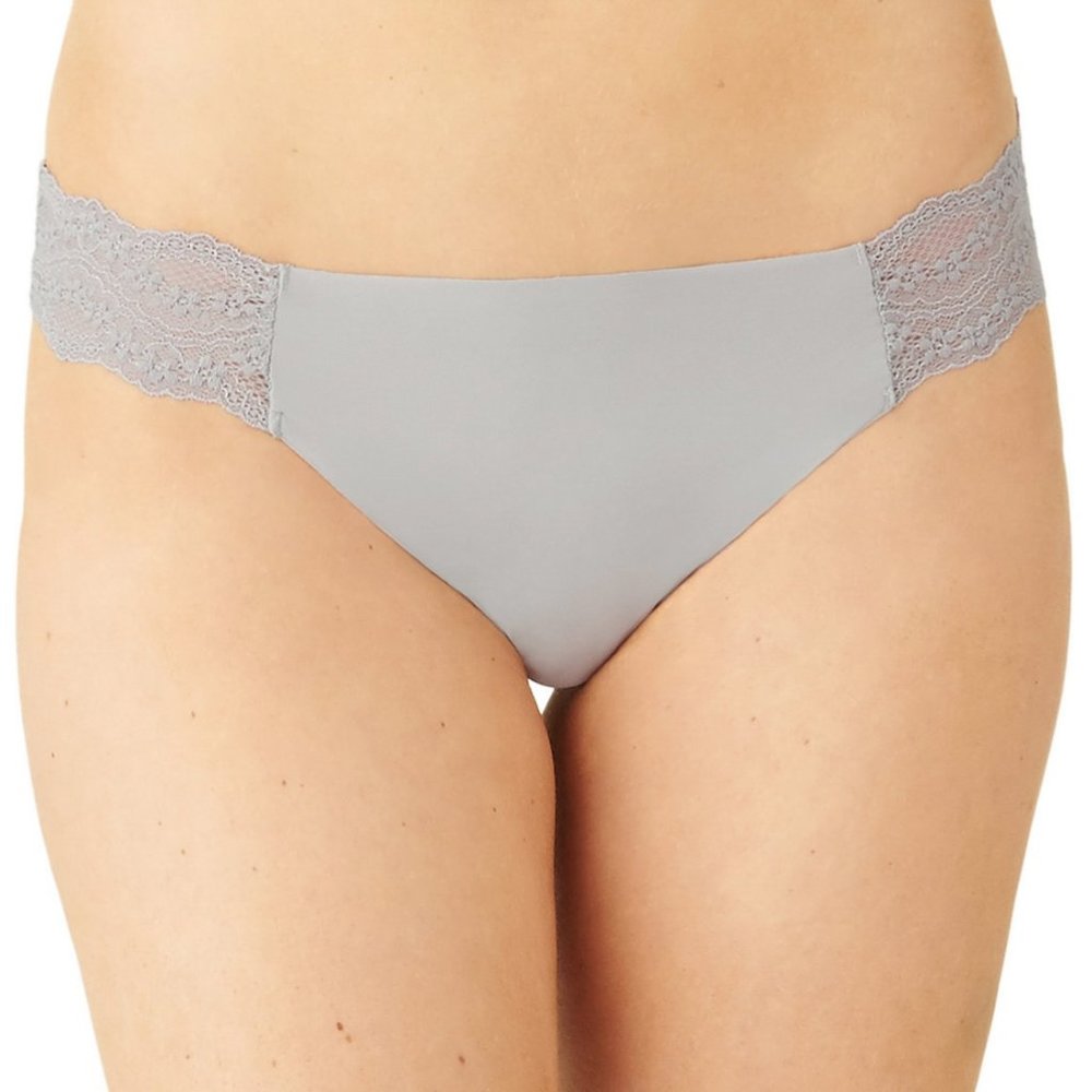 B.Temptd Thong Panties Large Womens Grey Side Lace Everyday Underwear 976267